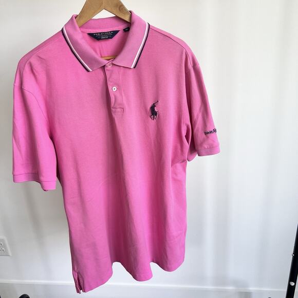POLO‎ GOLF Ralph Lauren Pink Shirt Mens XL Pima Big Pony Vintage Rio Secco Club - Picture 1 of 8